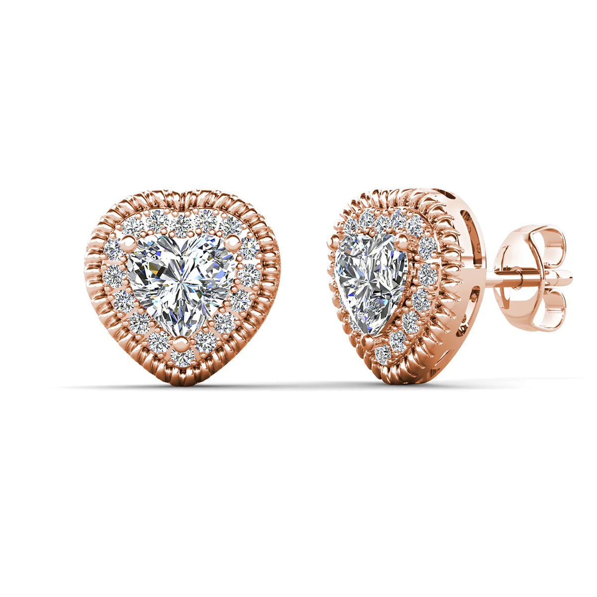 Coraline 18k White Gold Plated Silver Heart Stud Earrings with Simulated Diamond Crystals - Image 15