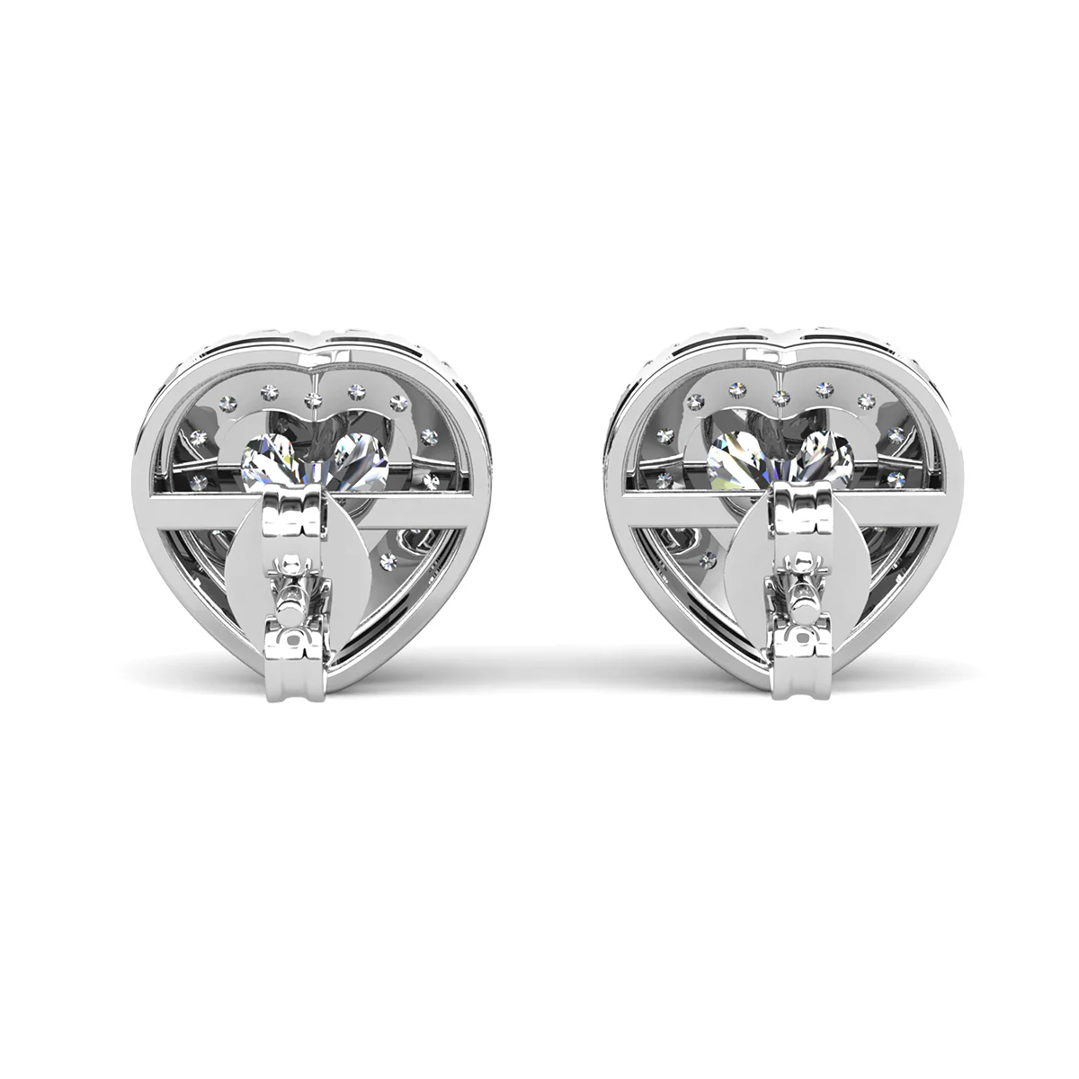 Coraline 18k White Gold Plated Silver Heart Stud Earrings with Simulated Diamond Crystals - Image 9