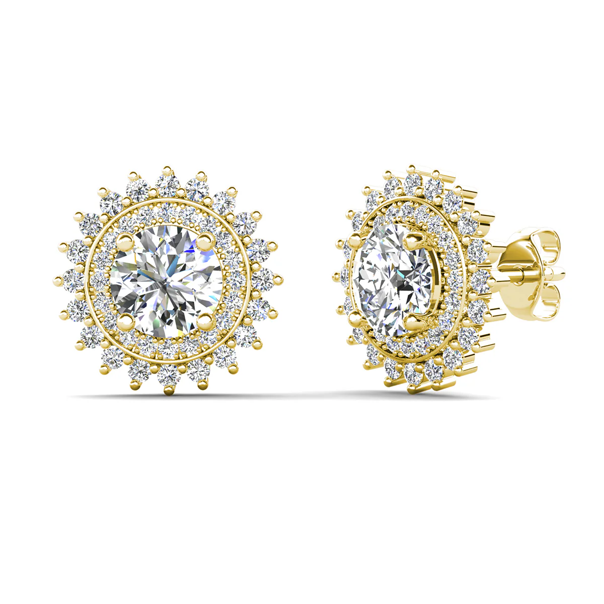 Cordelia 18k White Gold Plated Stud Earrings with Round Cut Simulated Diamond Crystals - Image 10