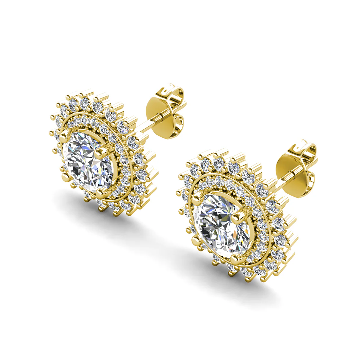 Cordelia 18k White Gold Plated Stud Earrings with Round Cut Simulated Diamond Crystals - Image 14
