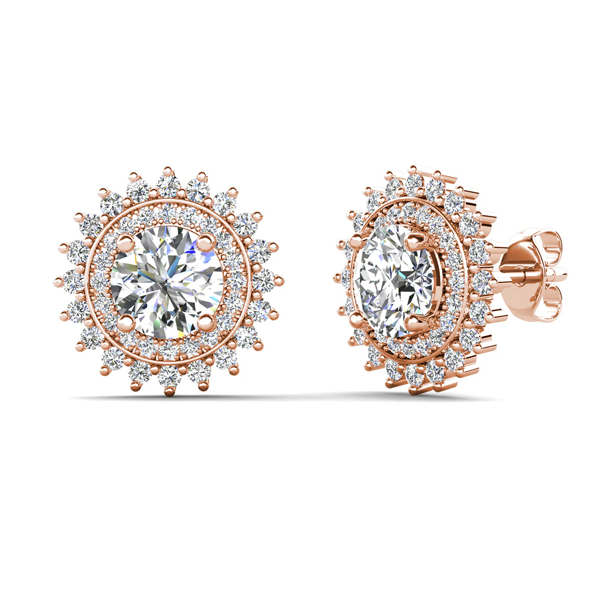 Cordelia 18k White Gold Plated Stud Earrings with Round Cut Simulated Diamond Crystals - Image 15
