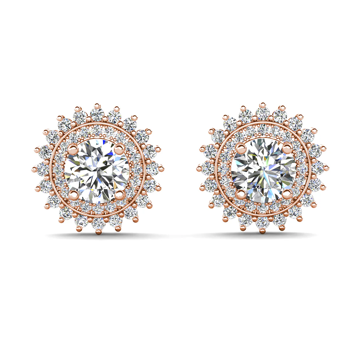 Cordelia 18k White Gold Plated Stud Earrings with Round Cut Simulated Diamond Crystals - Image 17