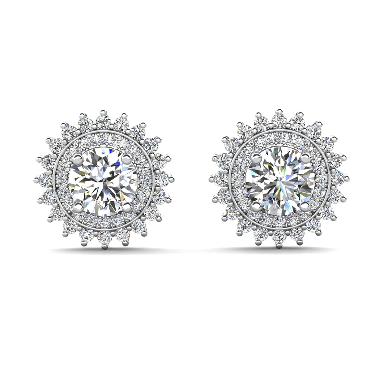 Cordelia 18k White Gold Plated Stud Earrings with Round Cut Simulated Diamond Crystals - Image 7
