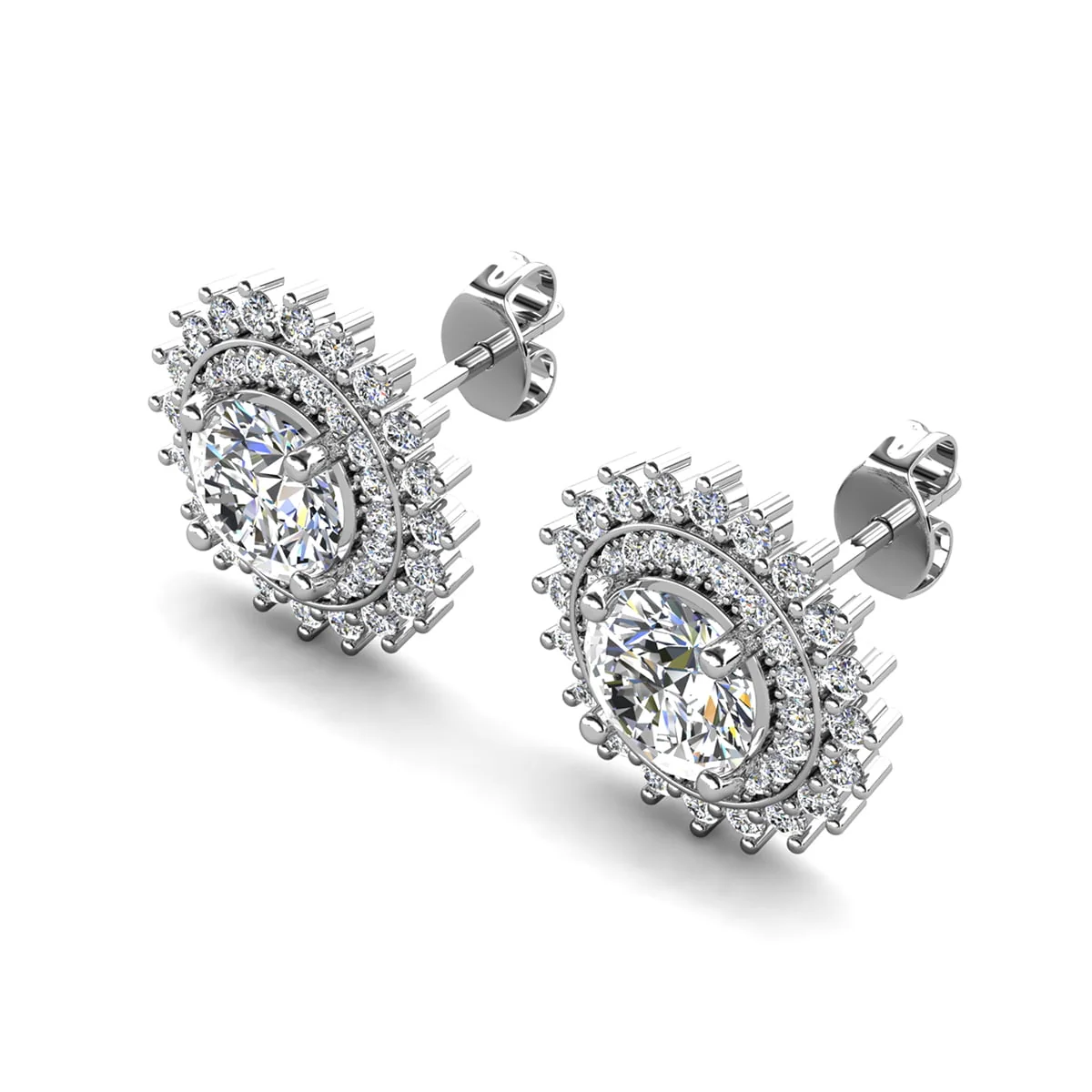 Cordelia 18k White Gold Plated Stud Earrings with Round Cut Simulated Diamond Crystals - Image 9