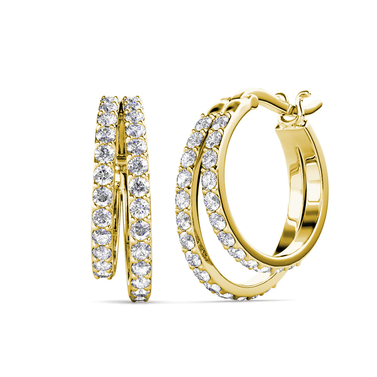 Corina 18k White Gold Plated 20mm Hoop Earrings with Swarovski Crystals (3 Pair Set) - Image 15