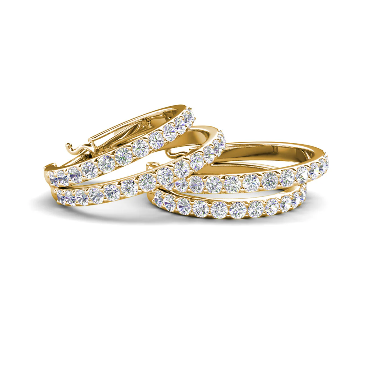 Corina 18k White Gold Plated 20mm Hoop Earrings with Swarovski Crystals (3 Pair Set) - Image 19