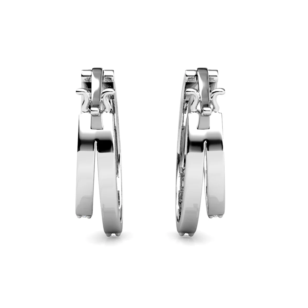 Corina 18k White Gold Plated 20mm Hoop Earrings with Swarovski Crystals - Image 10