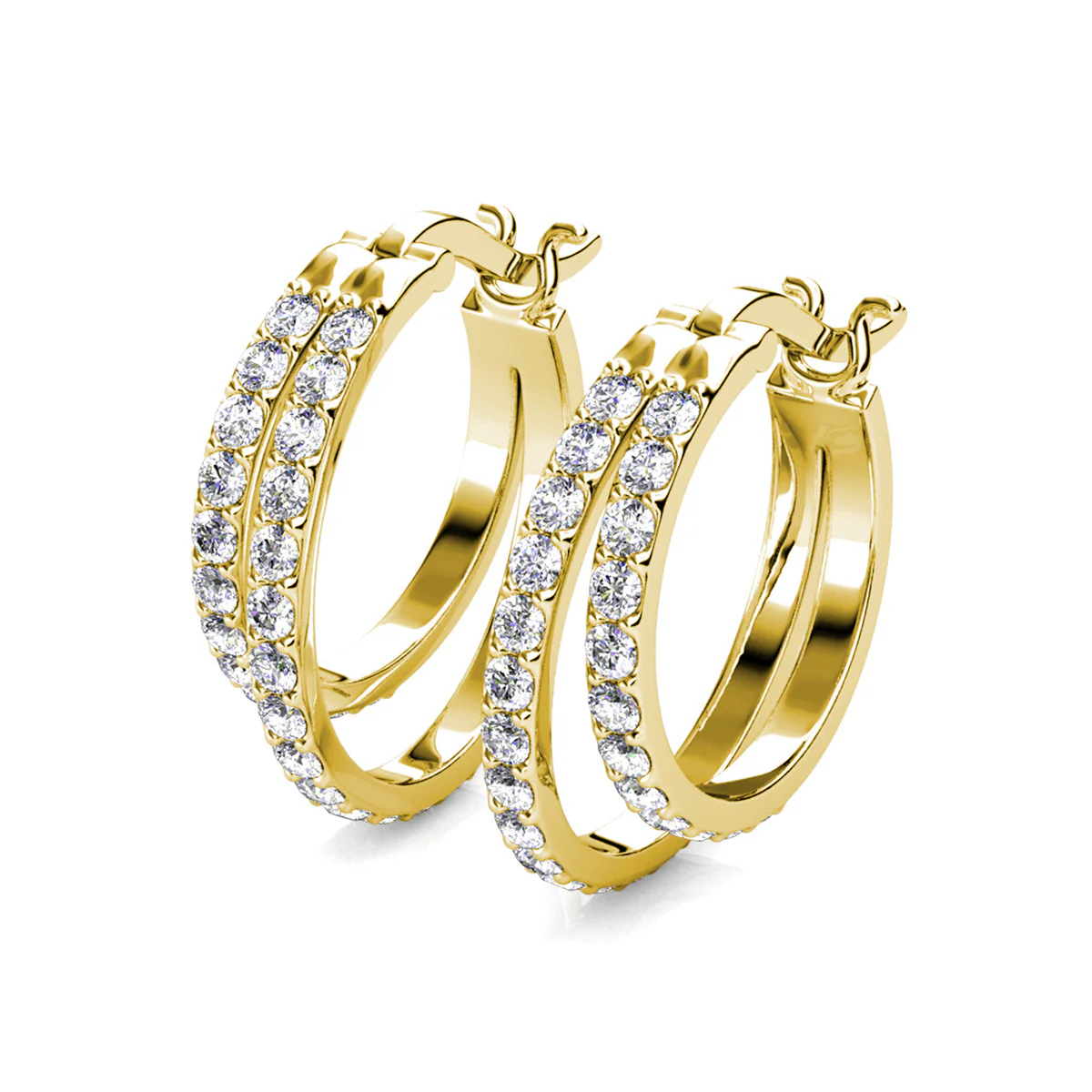 Corina 18k White Gold Plated 20mm Hoop Earrings with Swarovski Crystals - Image 14