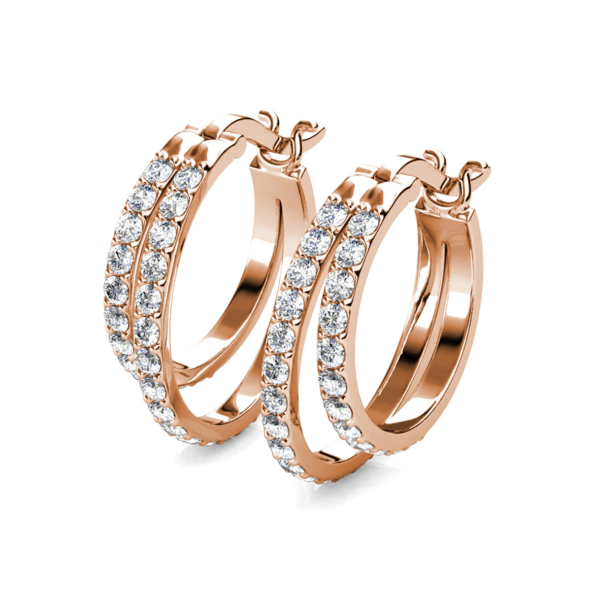 Corina 18k White Gold Plated 20mm Hoop Earrings with Swarovski Crystals - Image 20