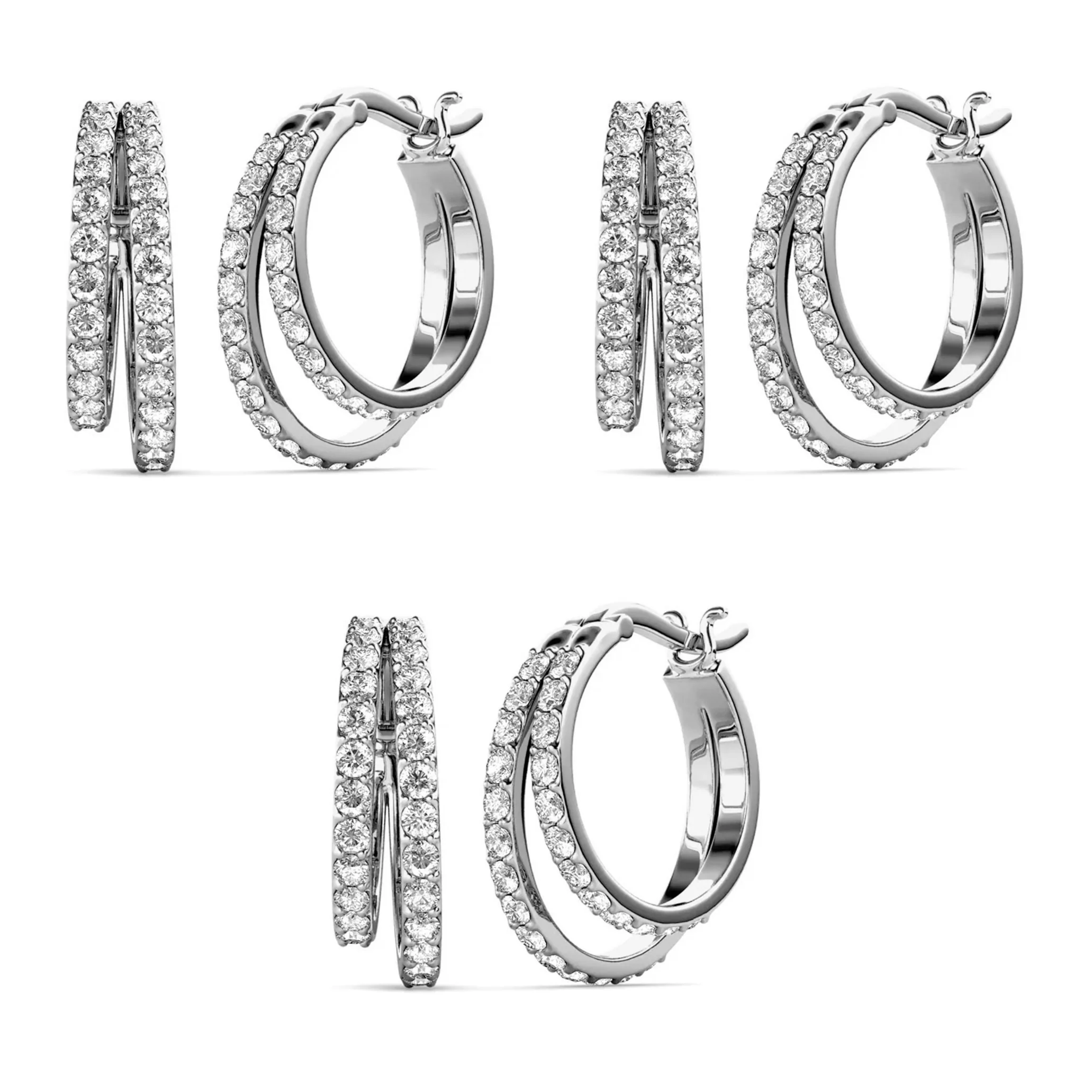 Corina 18k White Gold Plated 20mm Hoop Earrings with Swarovski Crystals - Image 24