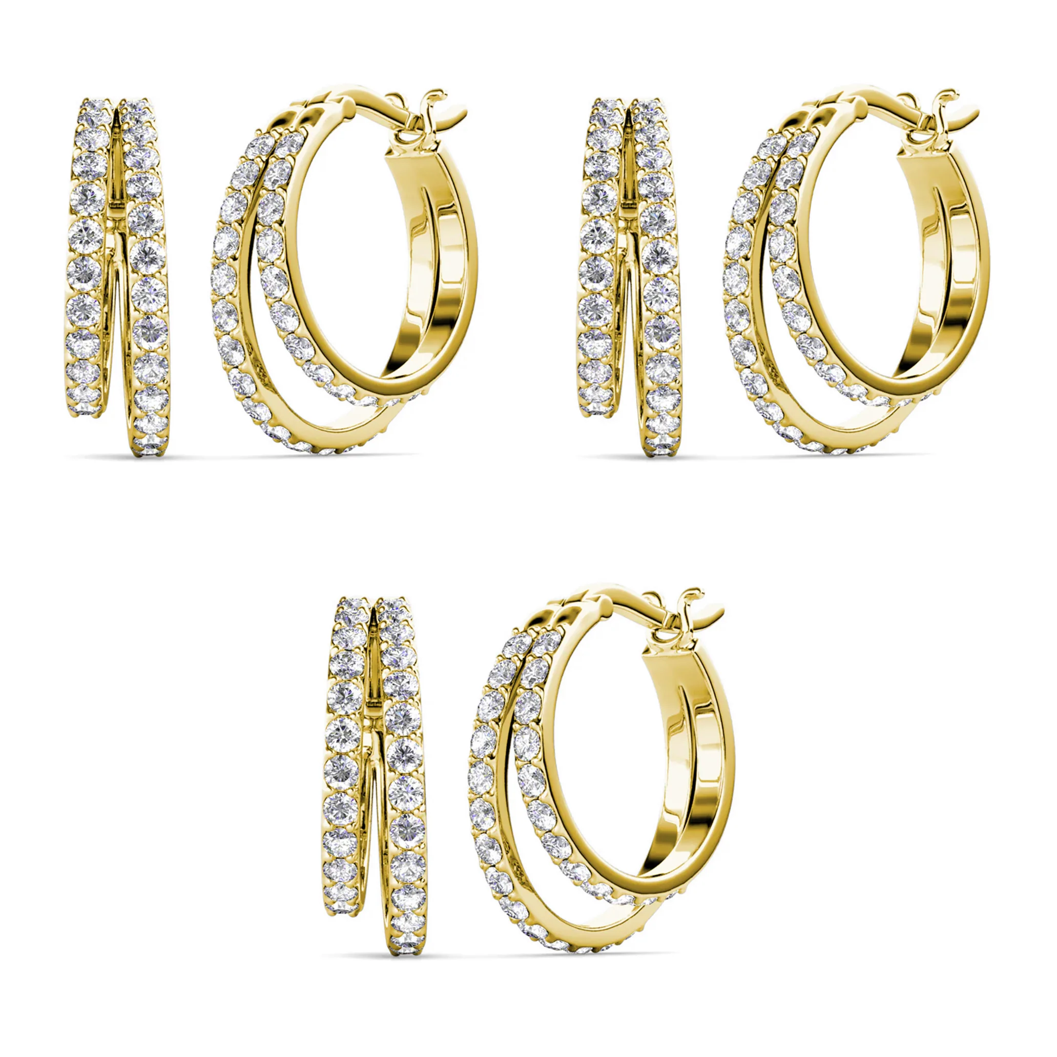Corina 18k White Gold Plated 20mm Hoop Earrings with Swarovski Crystals - Image 25