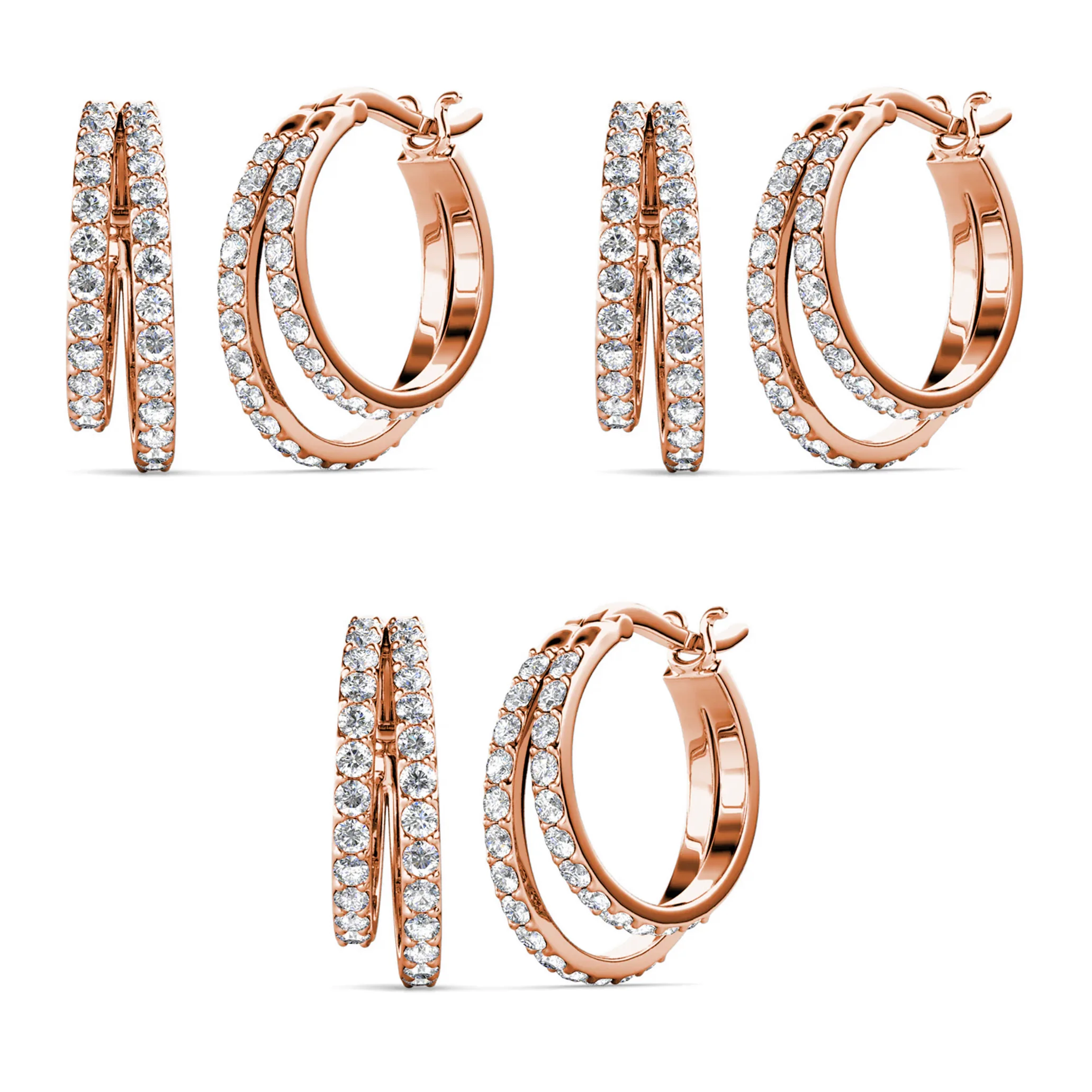 Corina 18k White Gold Plated 20mm Hoop Earrings with Swarovski Crystals - Image 26