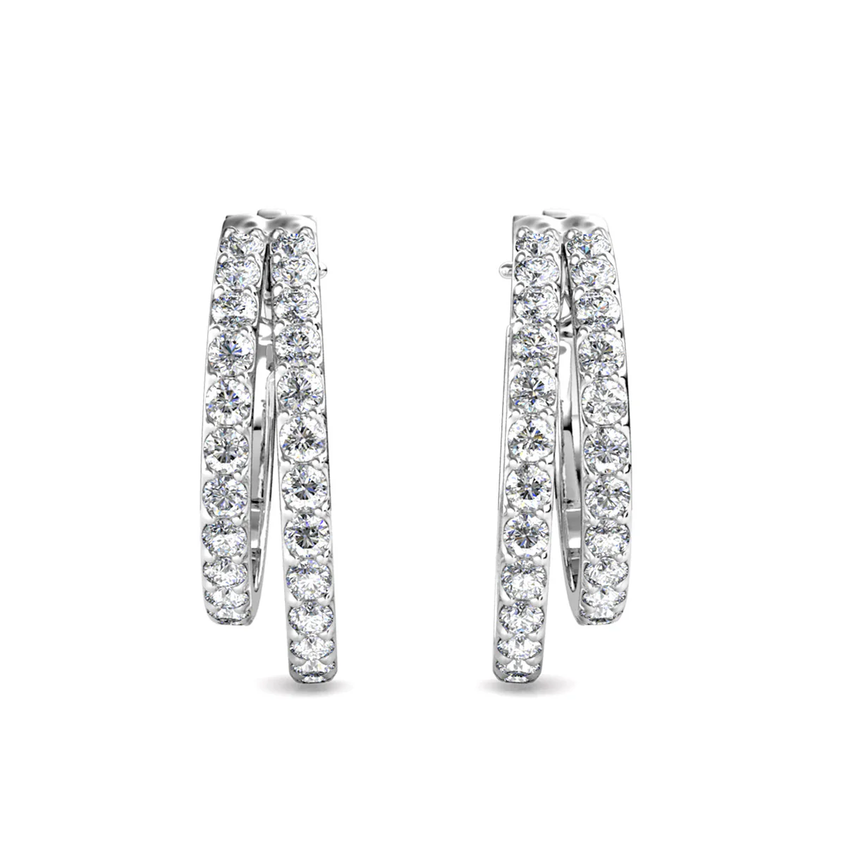 Corina 18k White Gold Plated 20mm Hoop Earrings with Swarovski Crystals - Image 9