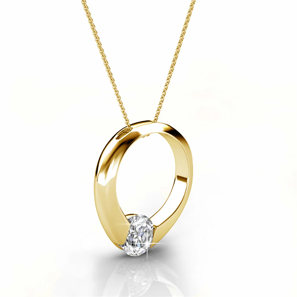 Dahlia 18k White Gold Plated 13mm Hoop Necklace with Swarovski Crystal - Image 10