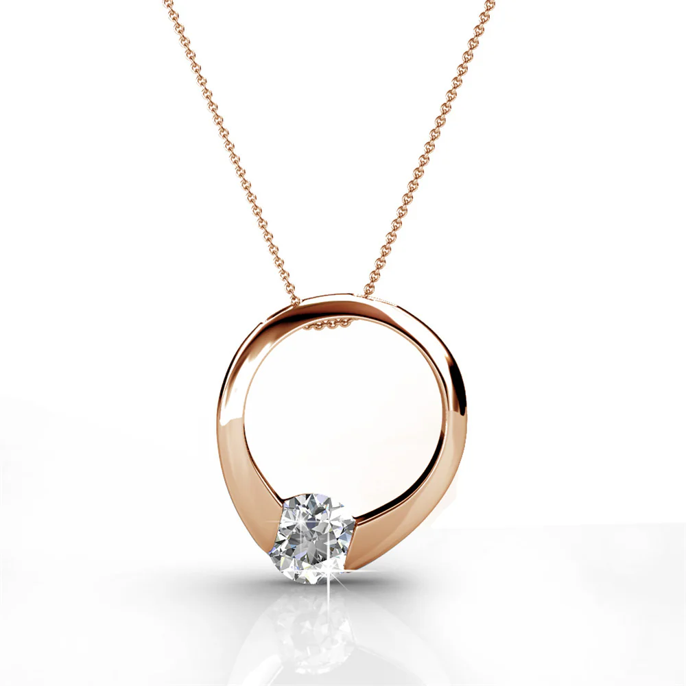 Dahlia 18k White Gold Plated 13mm Hoop Necklace with Swarovski Crystal - Image 11