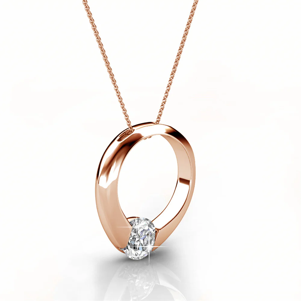 Dahlia 18k White Gold Plated 13mm Hoop Necklace with Swarovski Crystal - Image 13