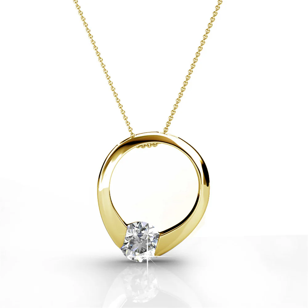 Dahlia 18k White Gold Plated 13mm Hoop Necklace with Swarovski Crystal - Image 8