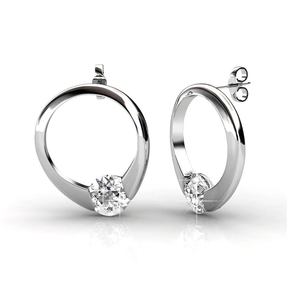 Dahlia 18k White Gold Plated Necklace and Earrings Jewelry Set with Swarovski Crystal - Image 7