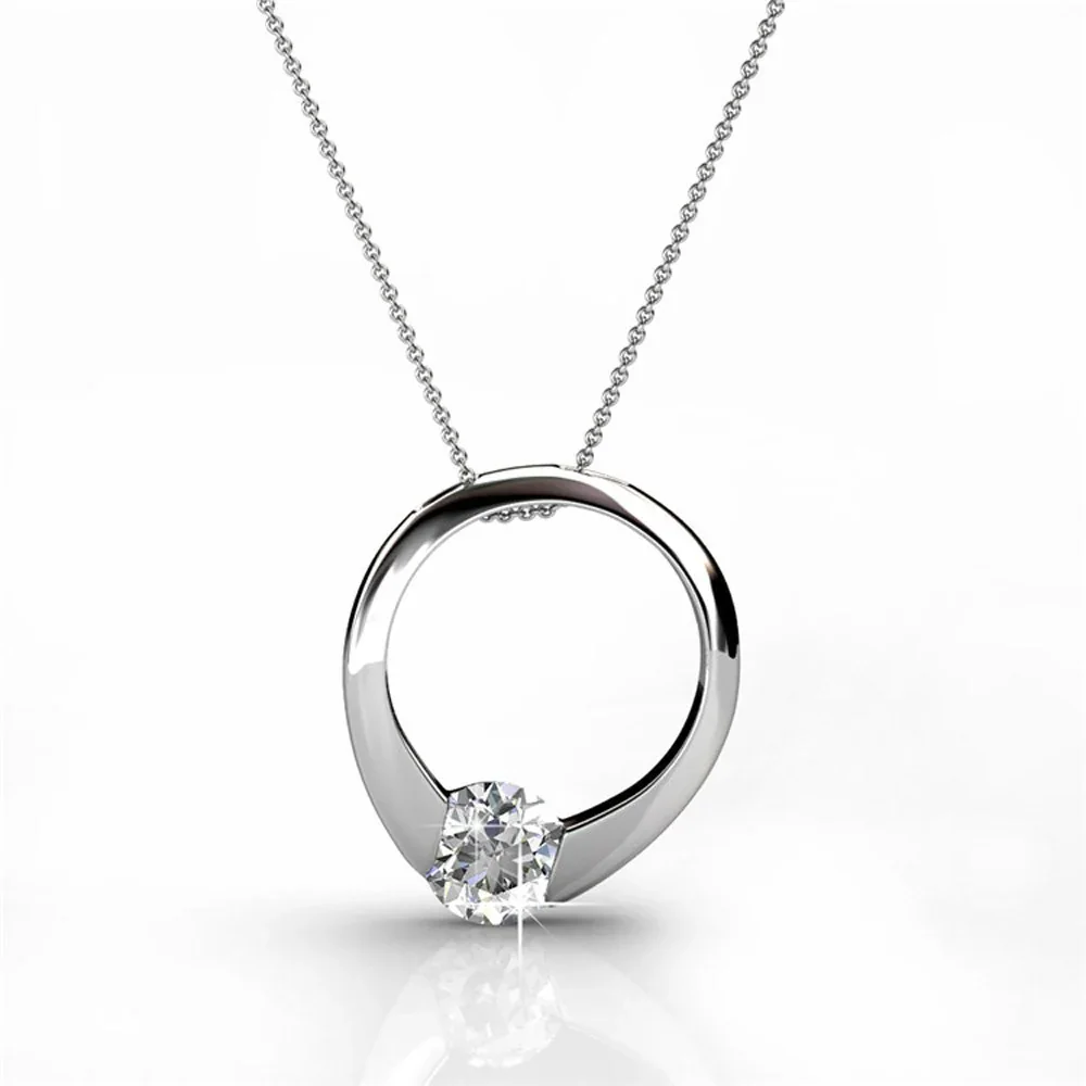 Dahlia 18k White Gold Plated Necklace and Earrings Jewelry Set with Swarovski Crystal - Image 8