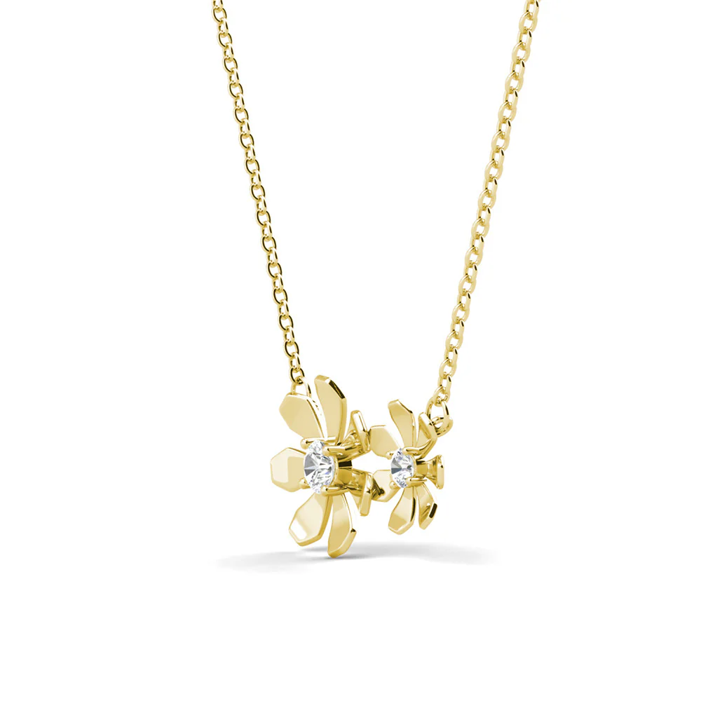 Daisy 18k White Gold Plated Flower Necklace with Swarovski Crystals - Image 12