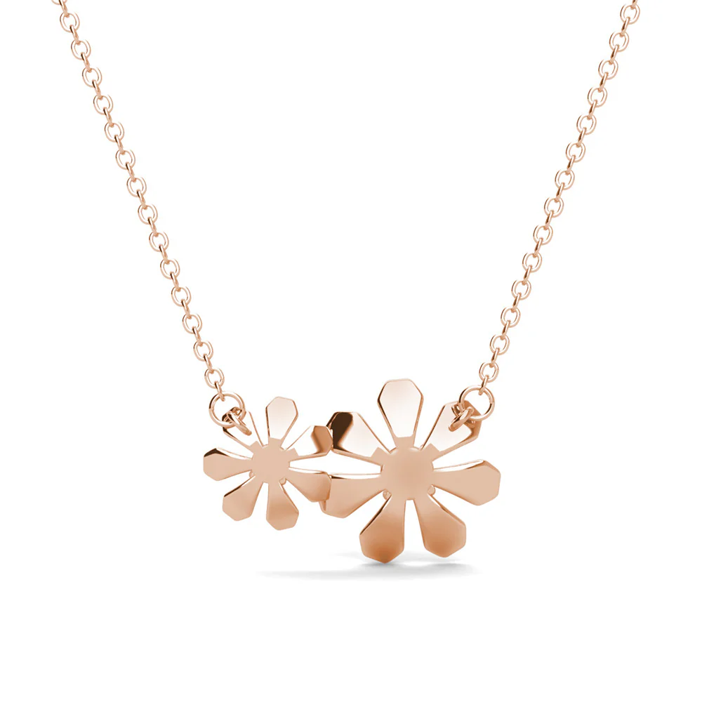 Daisy 18k White Gold Plated Flower Necklace with Swarovski Crystals - Image 15