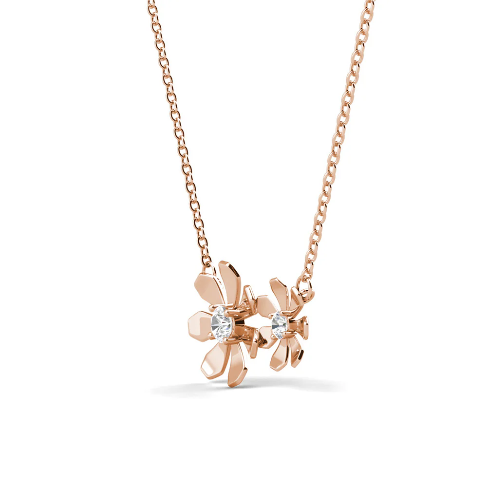 Daisy 18k White Gold Plated Flower Necklace with Swarovski Crystals - Image 16