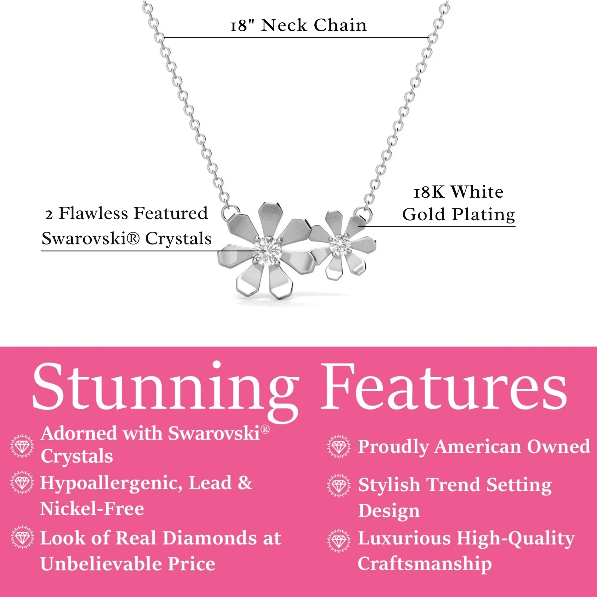 Daisy 18k White Gold Plated Flower Necklace with Swarovski Crystals & Heartfelt Message for Daughter - Image 4