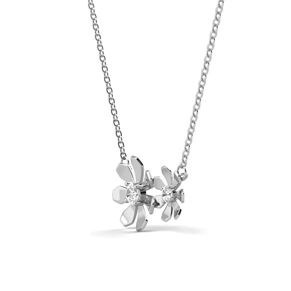 Daisy 18k White Gold Plated Flower Necklace with Swarovski Crystals & Heartfelt Message for Daughter - Image 9