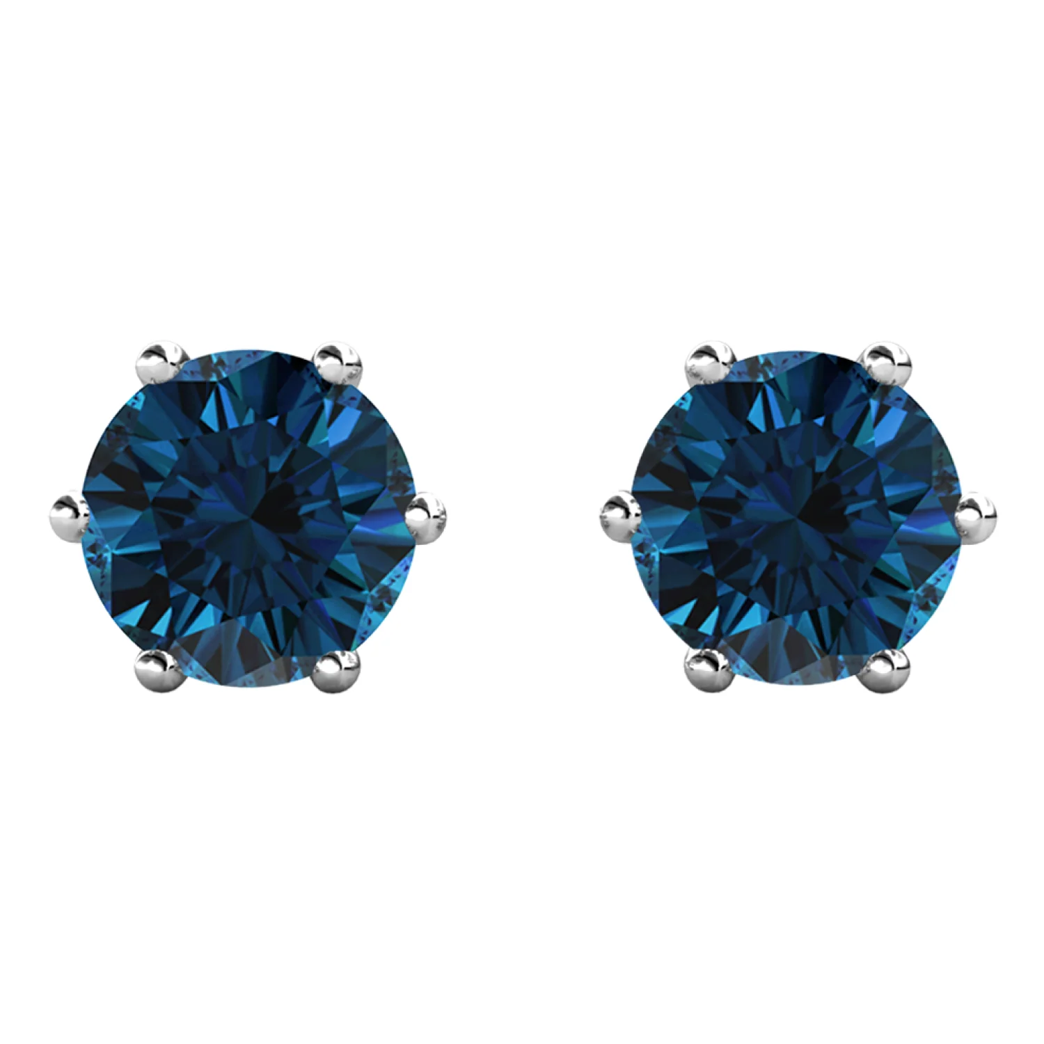 December Birthstone Blue Topaz Earrings 18k White Gold Plated Stud Earrings with 1CT Swarovski Crystal - Image 4