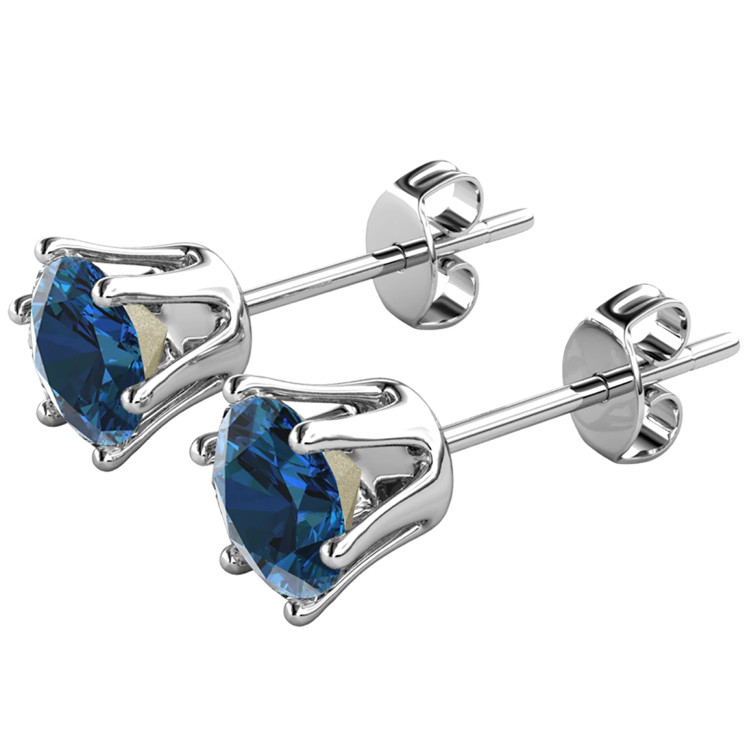 December Birthstone Blue Topaz Earrings 18k White Gold Plated Stud Earrings with 1CT Swarovski Crystal - Image 5