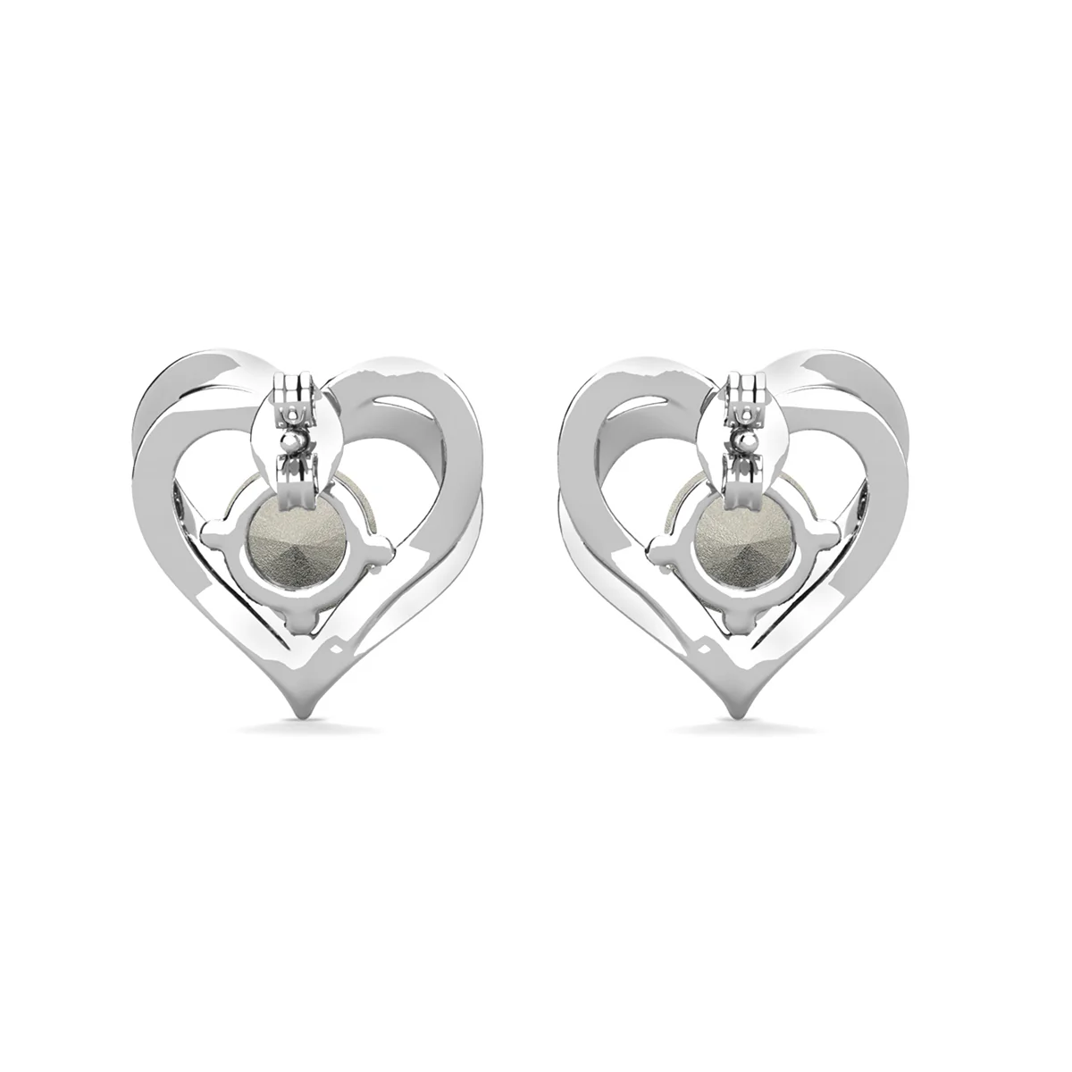 Forever July Birthstone Diamond 18k White Gold Plated Silver Double Heart Earrings with Swarovski Crystals - Image 5