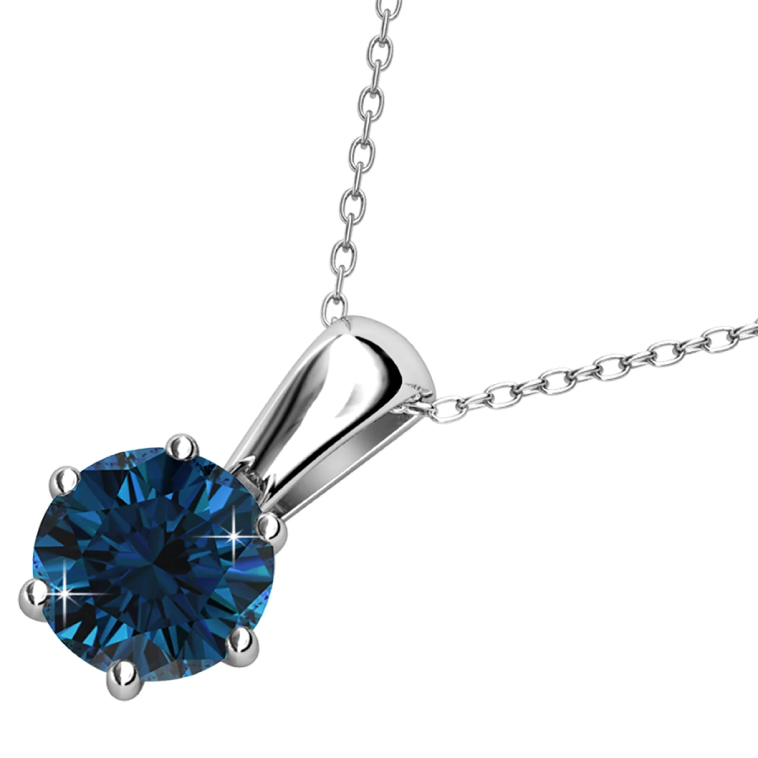 December Birthstone Blue Topaz Necklace 18k White Gold Plated Solitaire Necklace with 1CT Swarovski Crystal - Image 4