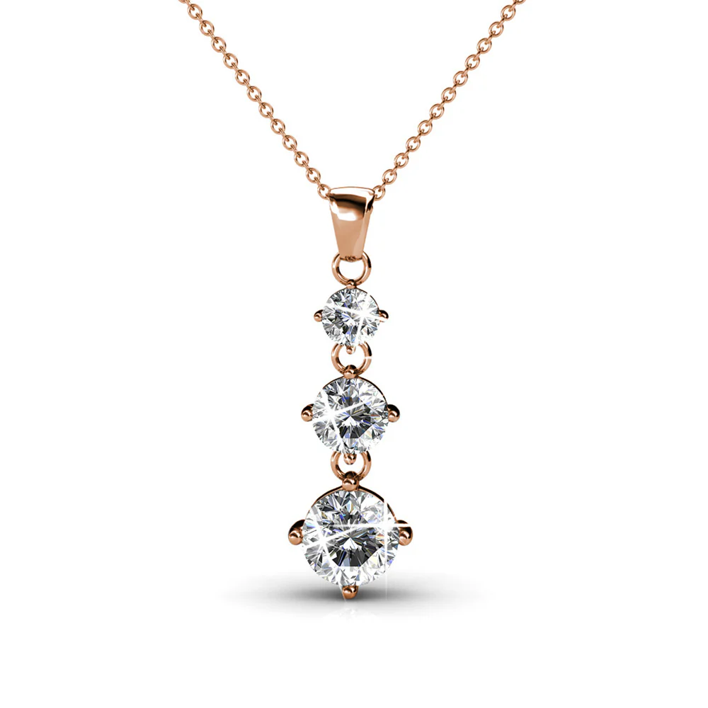 Delilah 18k White Gold Plated Drop Pendant Necklace with Swarovski Crystals - Image 13