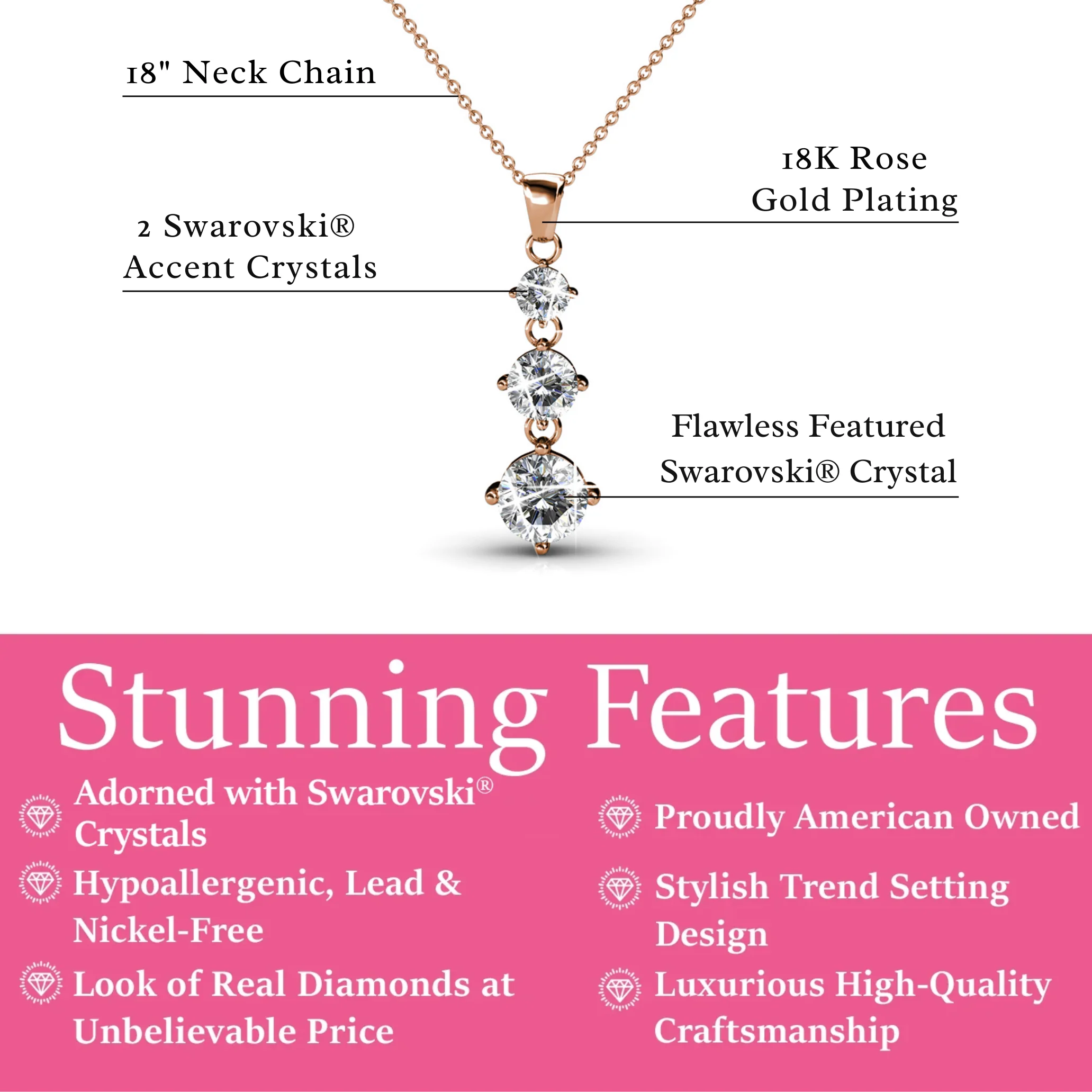 Delilah 18k White Gold Plated Drop Pendant Necklace with Swarovski Crystals - Image 14