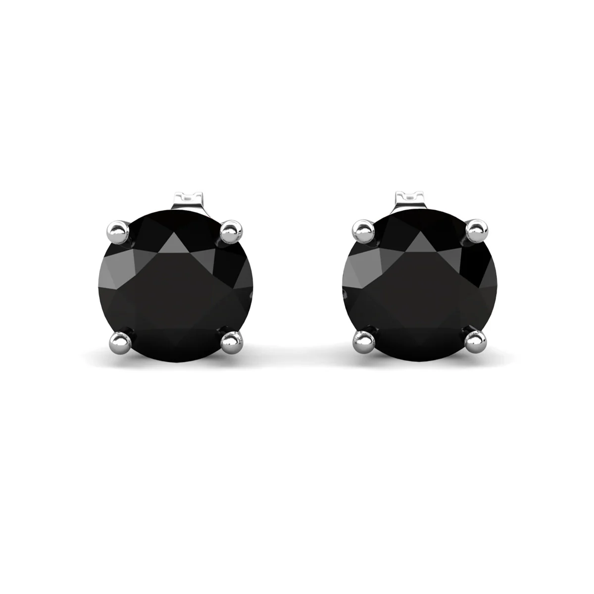 Dina 18k White Gold Plated Stud Earrings with Black Gemstone - Image 8