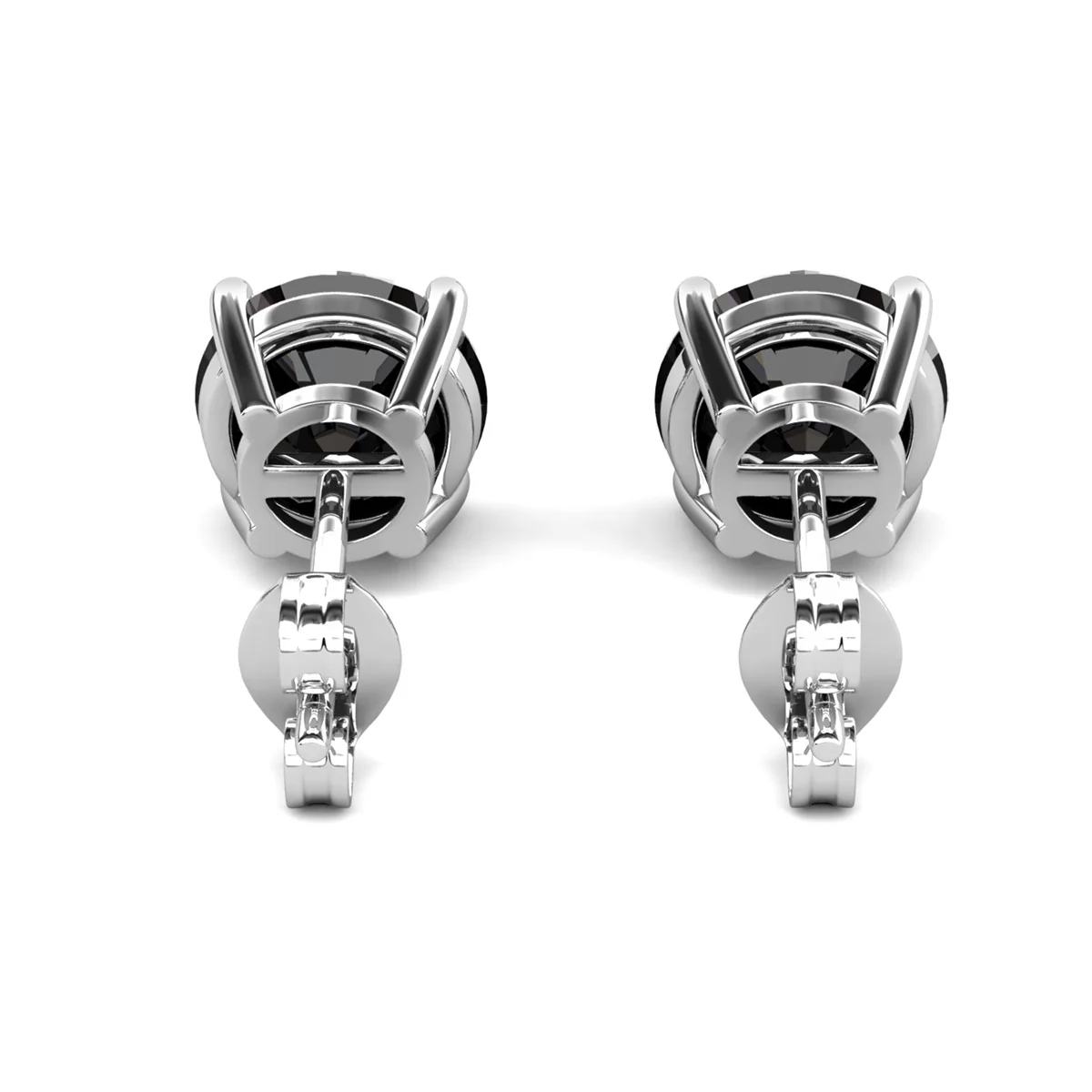 Dina 18k White Gold Plated Stud Earrings with Black Gemstone - Image 9