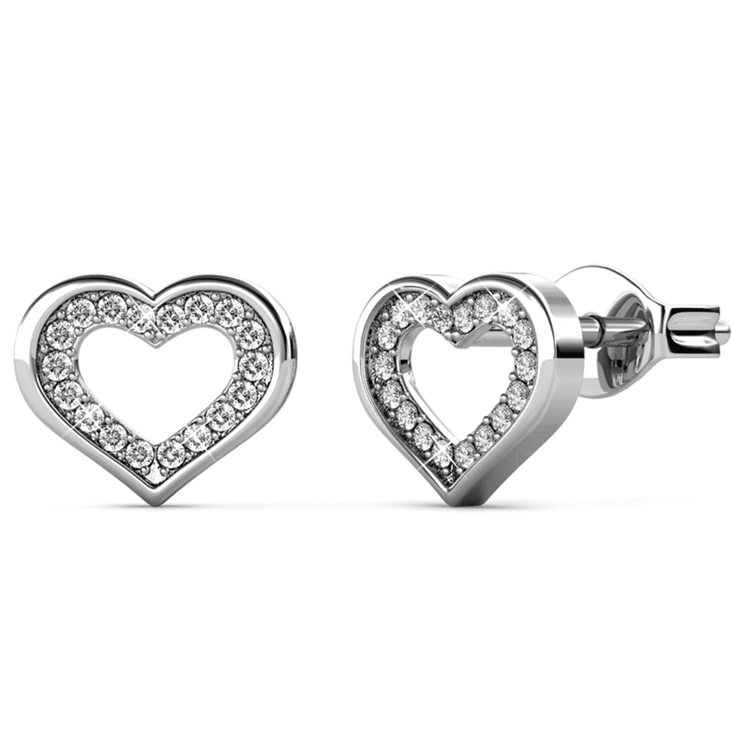 Dominique 18k White Gold Plated Silver Heart Necklace and Earring Set with Swarovski Crystals - Image 7