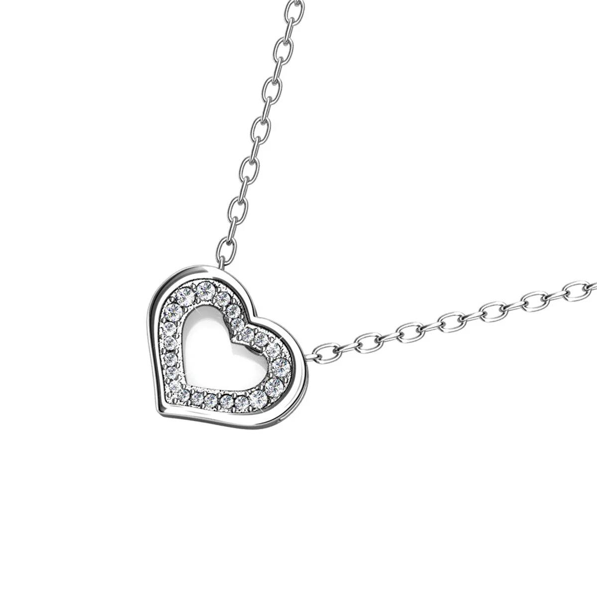 Dominique 18k White Gold Plated Silver Necklace with Swarovski Crystals - Image 10