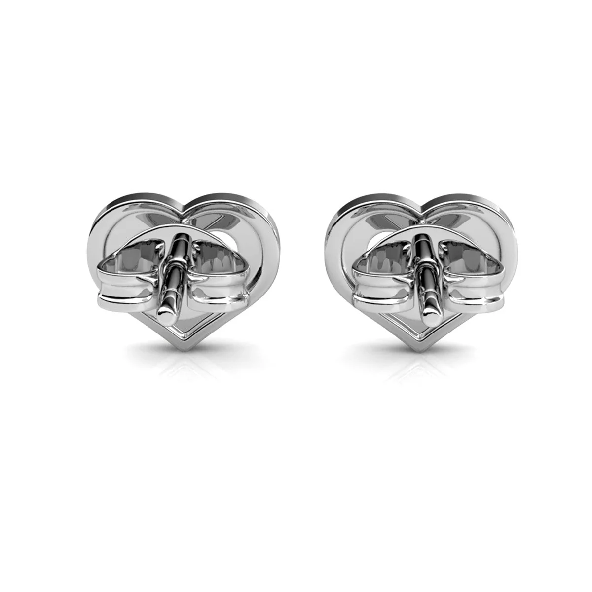 Dominique 18k White Gold Plated Silver Heart Stud Earrings with Swarovski Crystals - Image 10