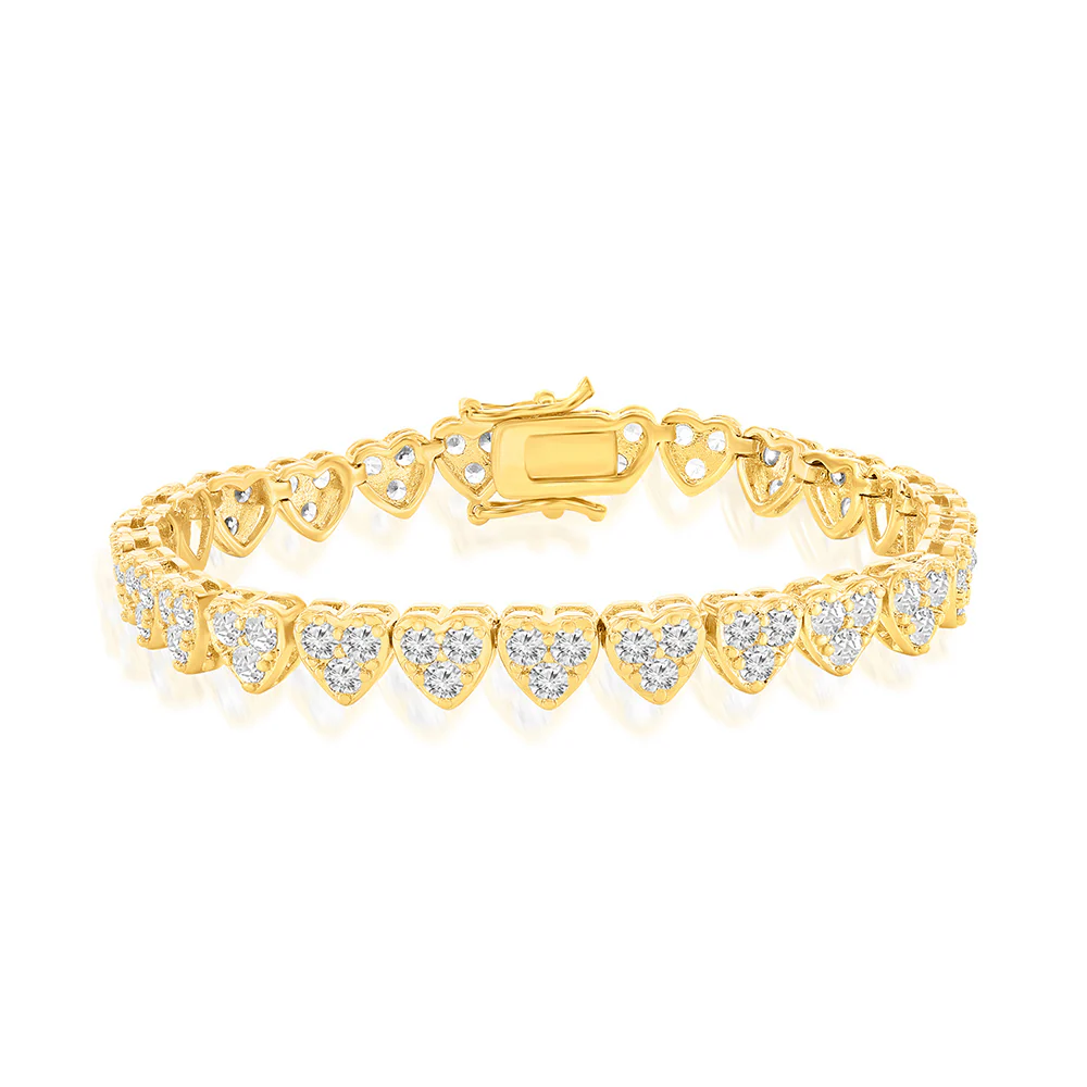 Donna 18k White Gold Plated Silver Heart Bracelet with Simulated Diamond Crystals - Image 7