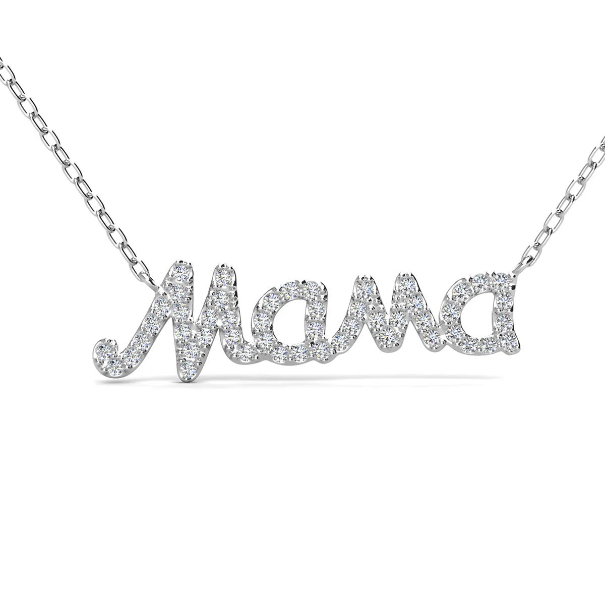 Dorothy 18k White Gold Plated Mama Necklace with Swarovski Crystals