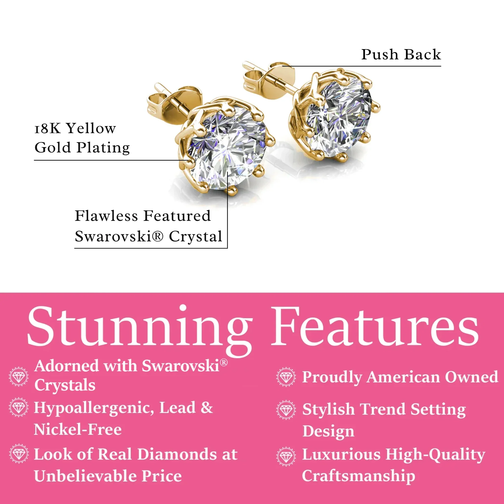Eden 18k White Gold Plated Crystal Stud Earrings with Swarovski Crystals - Image 16