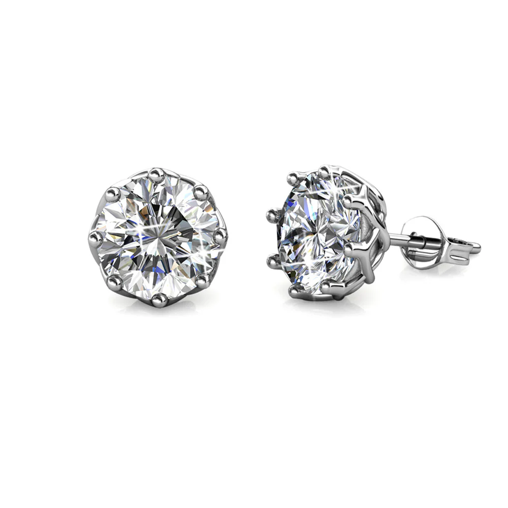 Eden 18k White Gold Plated Crystal Stud Earrings with Swarovski Crystals - Image 7