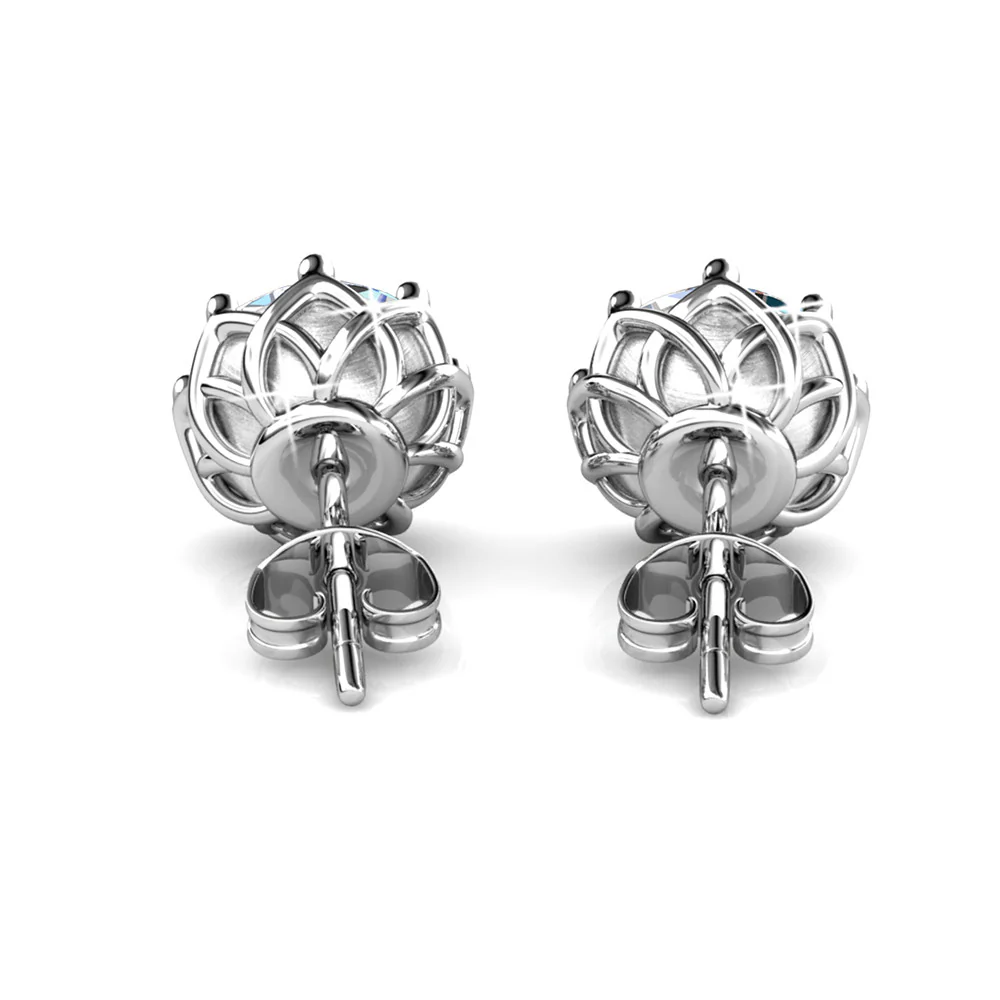 Eden 18k White Gold Plated Crystal Stud Earrings with Swarovski Crystals - Image 9