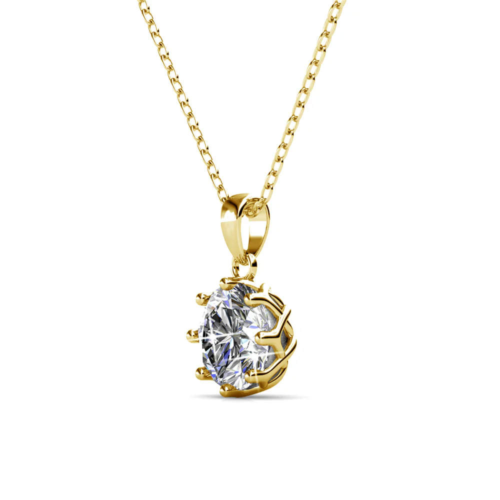 Eden 18k White Gold Plated Pendant Necklace with Solitaire Round Cut Swarovski Crystal - Image 11