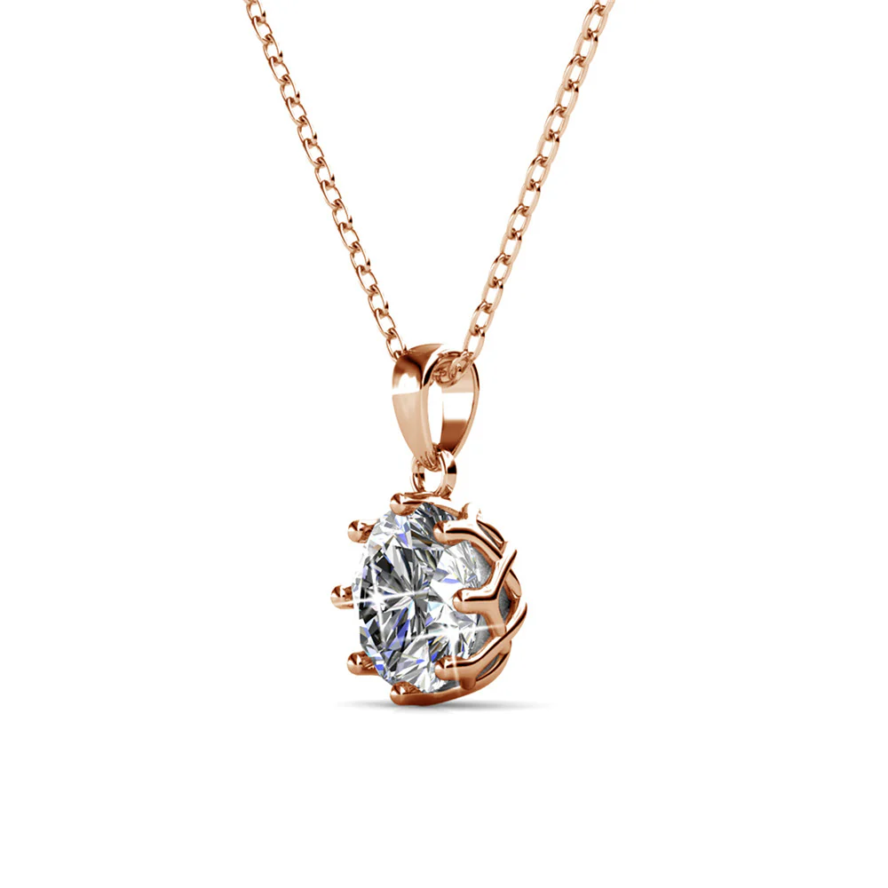 Eden 18k White Gold Plated Pendant Necklace with Solitaire Round Cut Swarovski Crystal - Image 15
