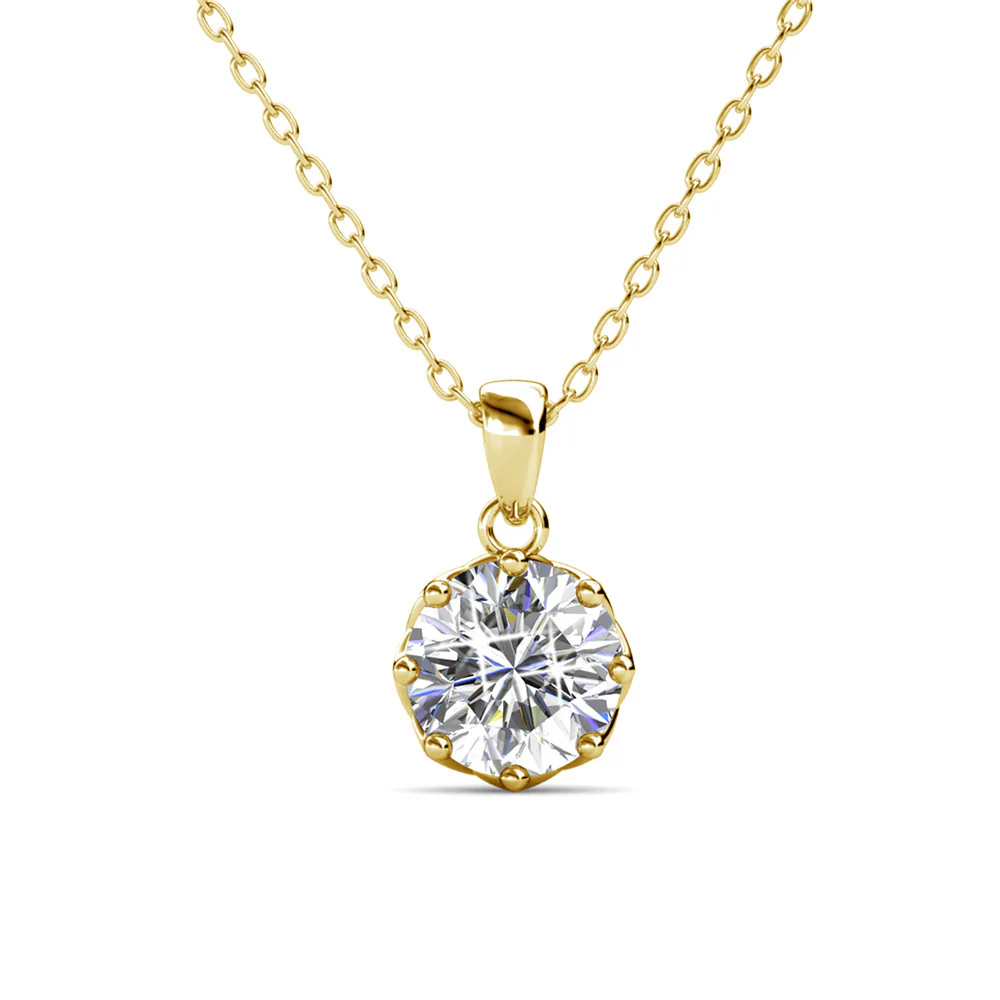 Eden 18k White Gold Plated Silver Necklace and Stud Earring Set with Swarovski Crystals - Image 12