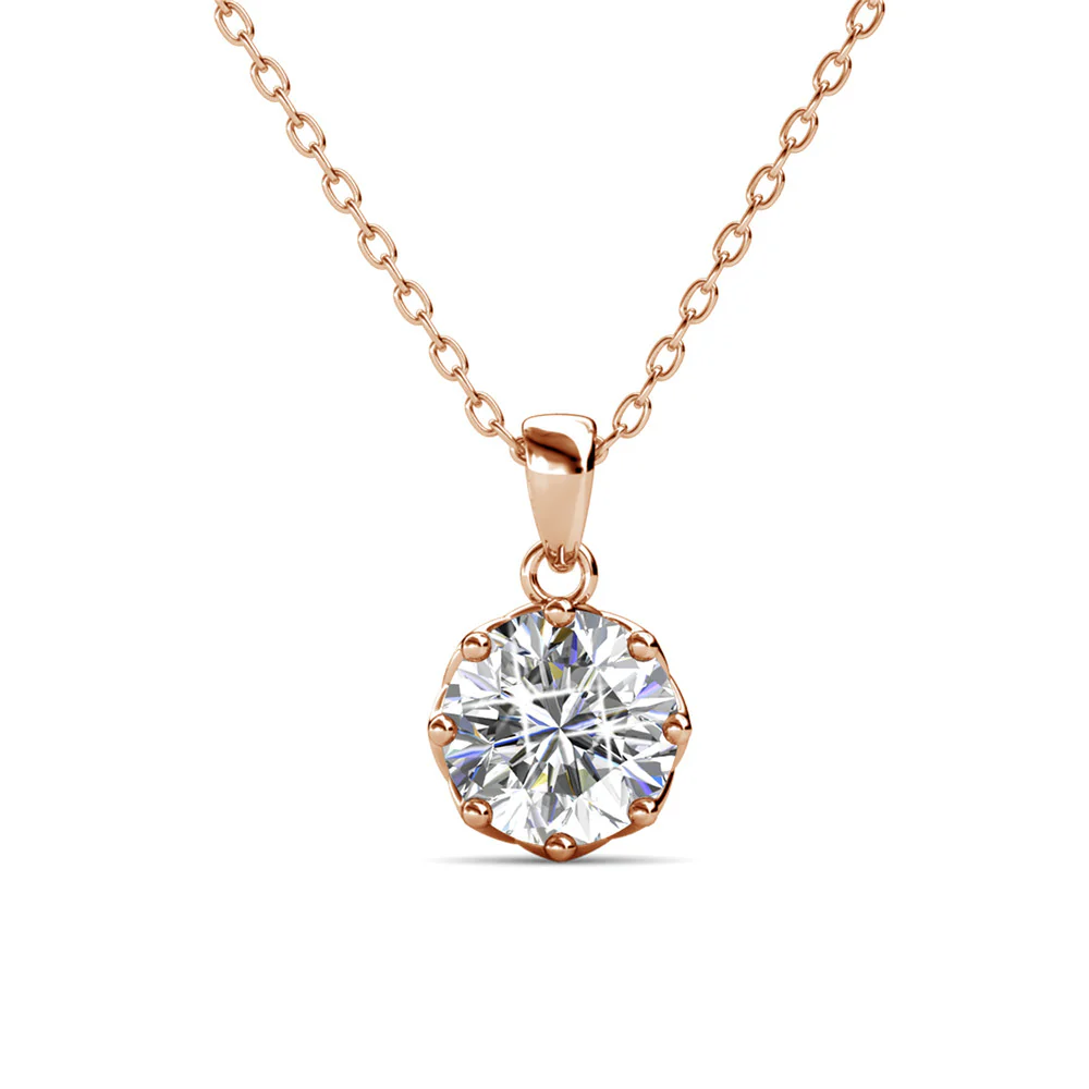 Eden 18k White Gold Plated Silver Necklace and Stud Earring Set with Swarovski Crystals - Image 16