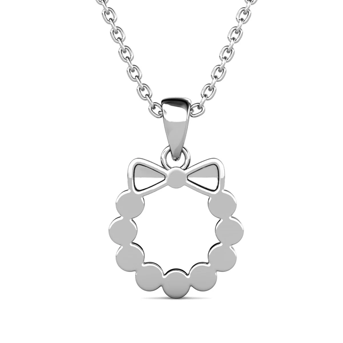 Edith 18k White Gold Plated Silver Ribbon Necklace with Swarovski Crystals - Image 8