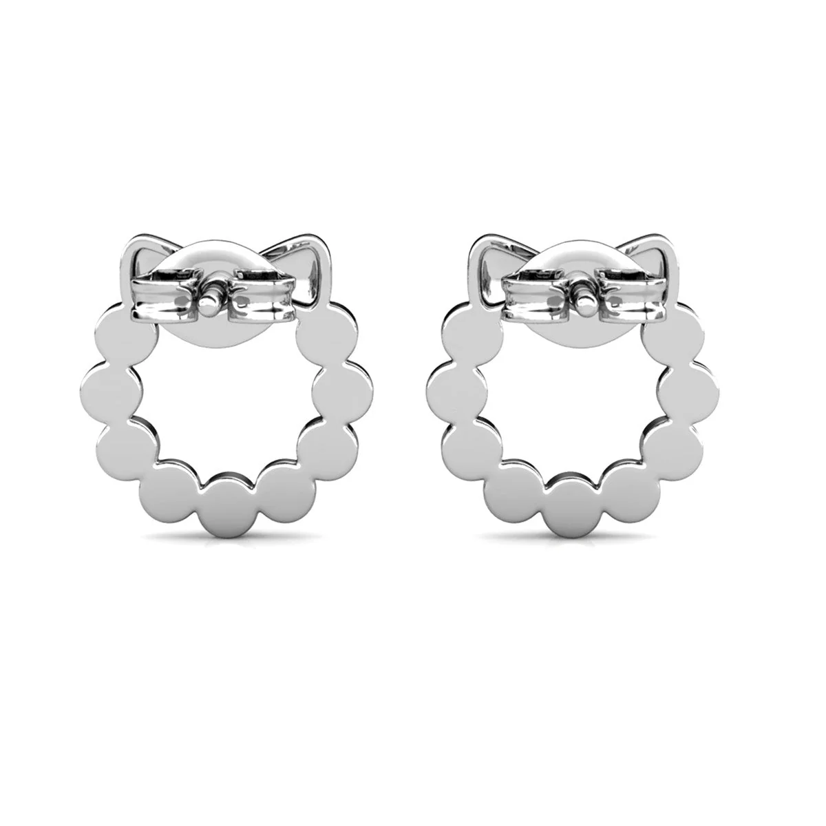 Edith 18k White Gold Plated Silver Ribbon Stud Earrings with Swarovski Crystals - Image 9